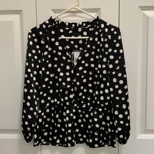 J.Crew Peplum blouse in painted dot satin-backed crepe